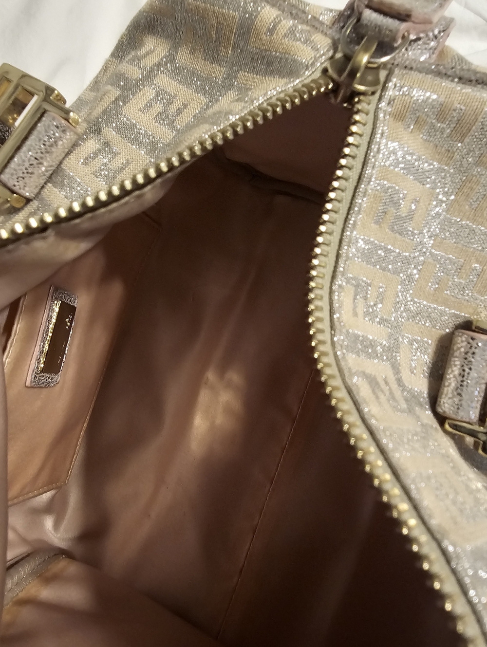 FENDI 2000-2010 Zucchino Canvas Shine Bauletto Forever Boston Bag - Picture 8 of 13